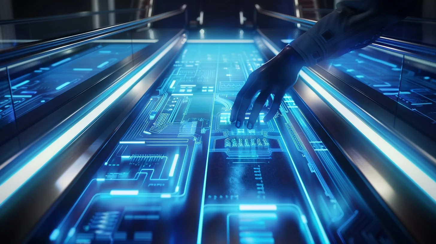 Mano interactuando con interfaz futurista, representando Smart Data.