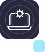 Ícono de integración de soluciones tecnológicas.